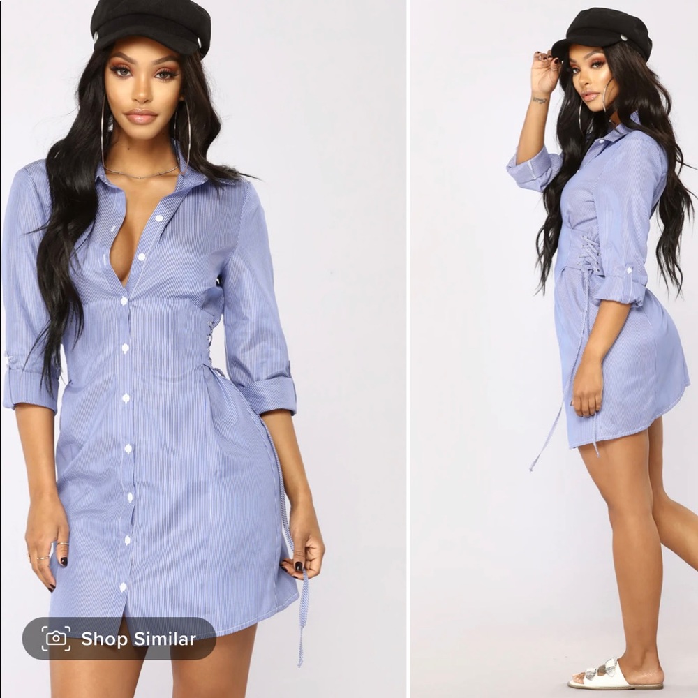 Fashion Nova Get to work shirt Dress NWT